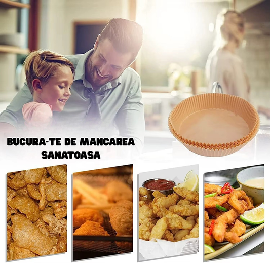 Foi pentru Air Fryer 50 Bucăți – Hârtie Air Fryer Antiaderentă Rezistentă la Ulei și Apă