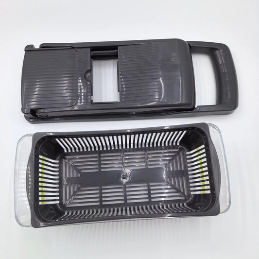 Tocător Multifuncțional Legume 16-în-1 – Feliator, Răzătoare și Dicer cu Recipient