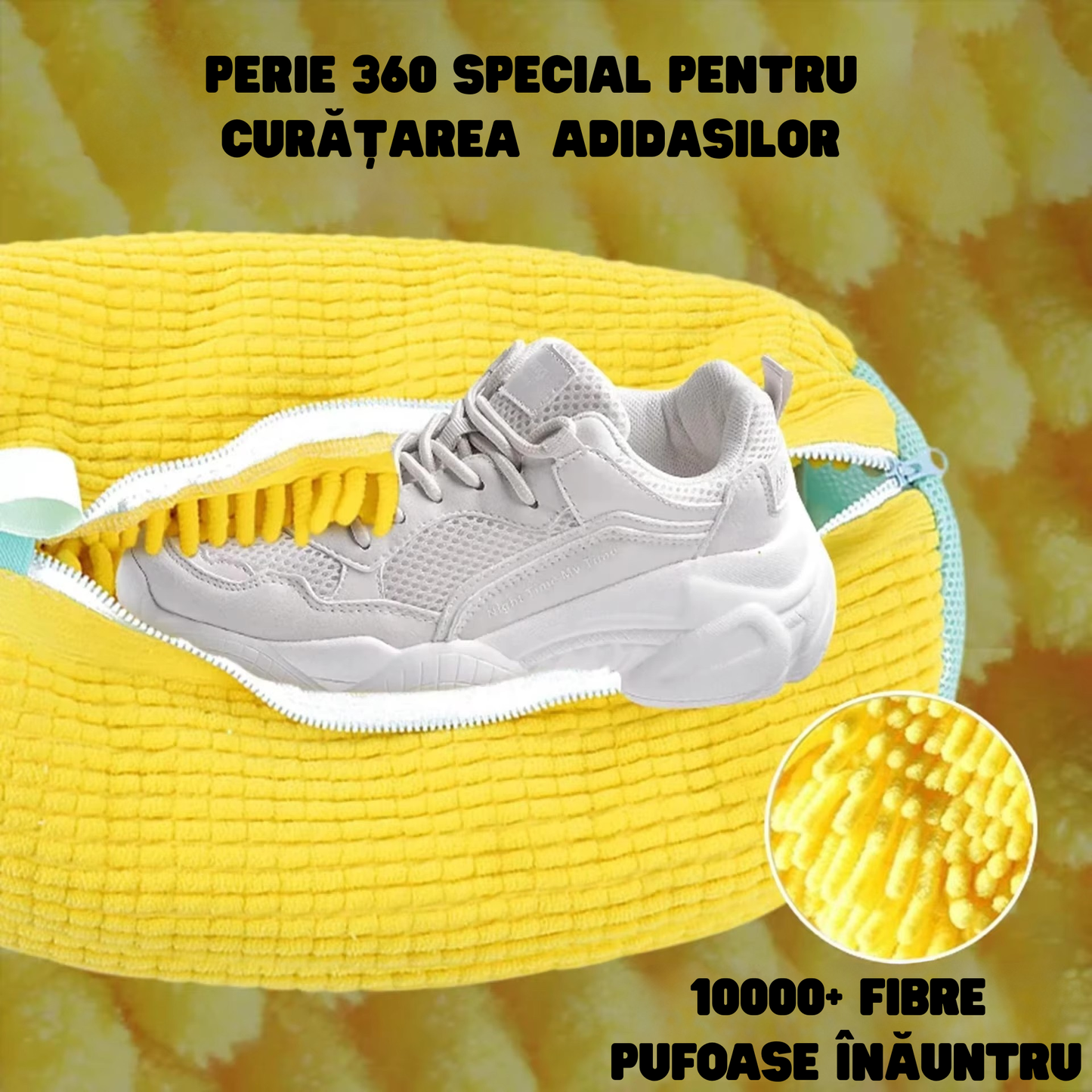 Sac pentru Spălat Pantofi la Mașina de Spălat – Husă Protecție Pantofi cu Microfibre, 39×19 cm