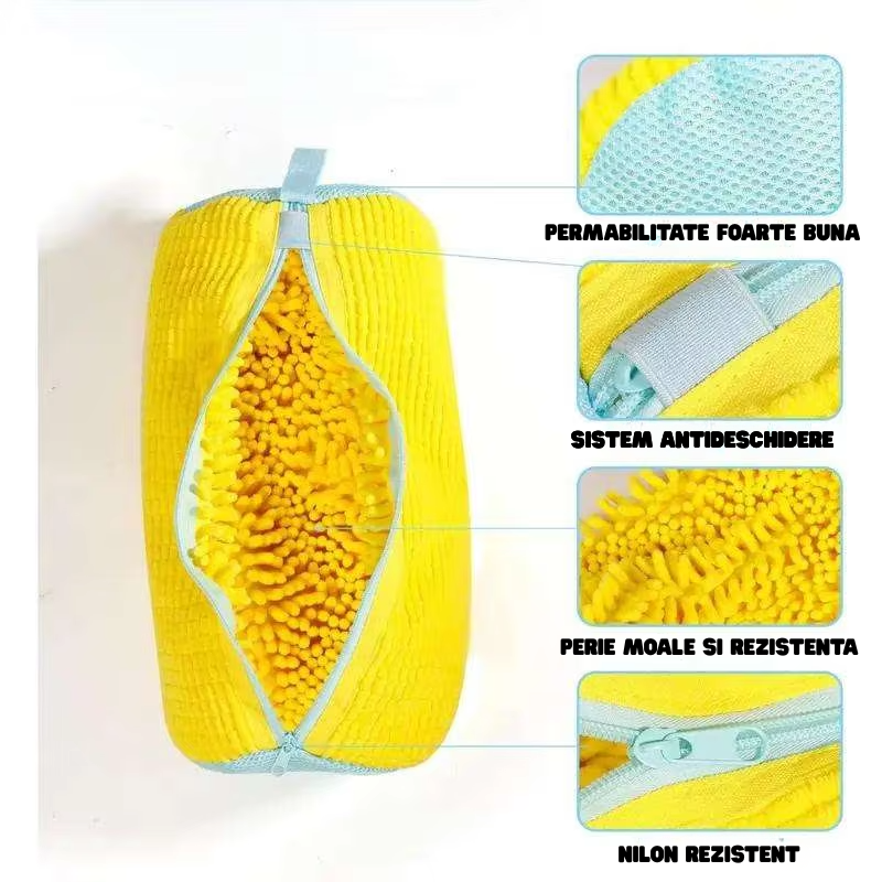 Sac pentru Spălat Pantofi la Mașina de Spălat – Husă Protecție Pantofi cu Microfibre, 39×19 cm